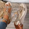 Pearl Crystal Decor Wedge Sandals for Women Bohamian Style Chunky Platform Sandalias Mujer Summer 2025 Thick Bottom Beach Shoes