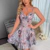 European & American Mesh Print Sexy Lingerie Women's Nightdress Set