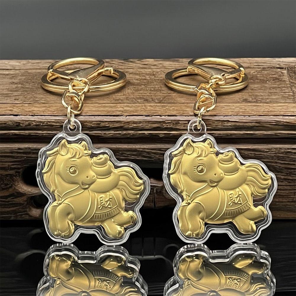 Imitation Gold Foil Zodiac Horse Pendant Lucky Horse Phone Chain Bag Pendant  Personal Accessory