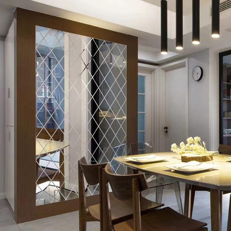 Acrylic Diamond Splicing Background Wall Mirror Sticker for Living Room Decoration