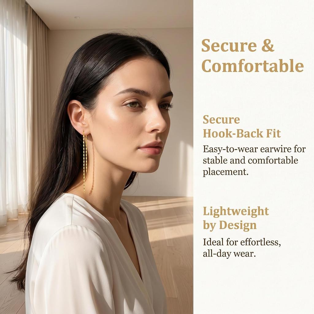 Chain Duster Earrings for Women Gold Long Dangle Drop Earrings Lightweight Trendy Chain Earrings Fashion Jewelry Accessories Ideal Present for Daily