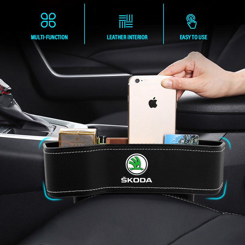 2 szt. Organizer na siedzenie samochodowe Pudełko do przechowywania w szczelinie Wypełniacz szczeliny Akcesoria samochodowe dla Skoda Octavia Fabia A7 Kamiq Kapoq Kodiaq Rapid SCALA Superb Yeti Derivati