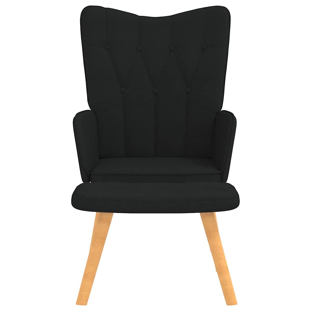 Vidaxl Armchair with Footrest, Black, Fabric Upholstered