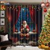 2pcs Merry Christmas   Santa Claus print   perforated blackout curtains   multi size living room insulation   holiday decoration