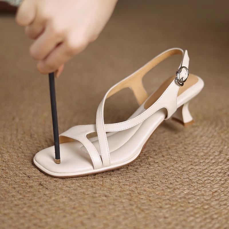 

French beautiful super soft small sandals for women s summer wear, thick heels and soft soles are not tired, high heels with skirts 35