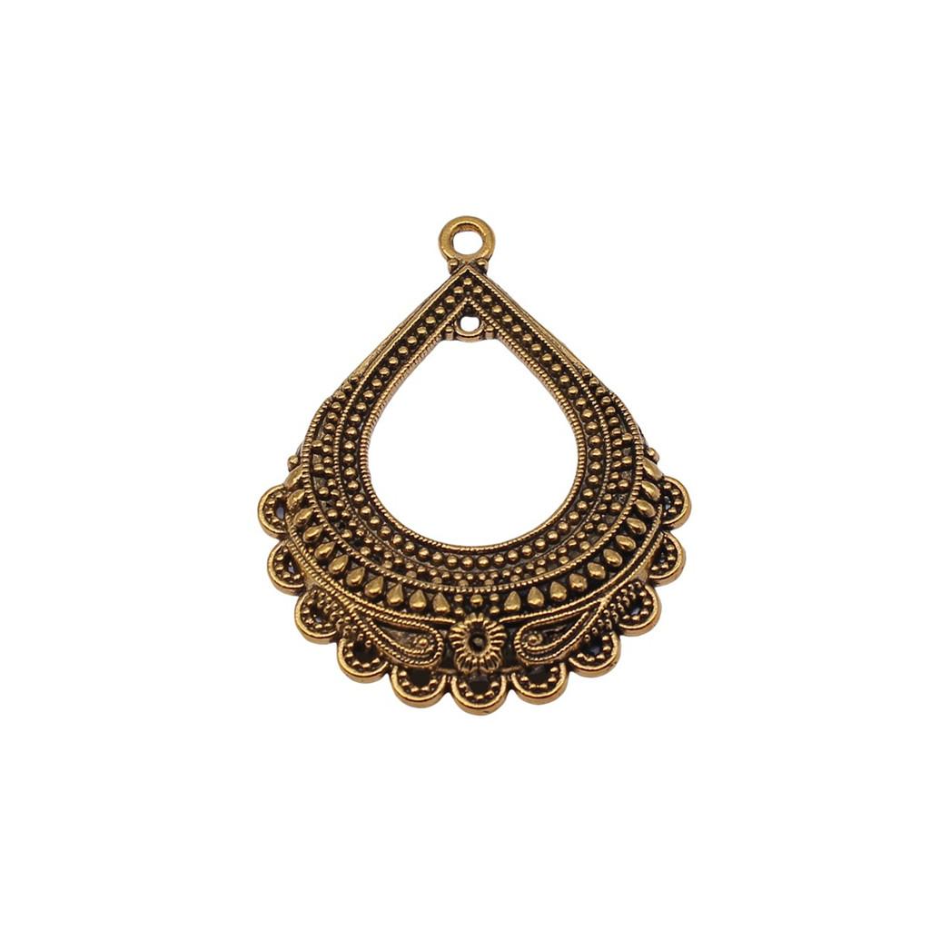 Irregular Oval Frame Connectors Moon Hammered Texture Links For Earring Making