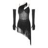 Damen asymmetrisches Latein-Tanz-Quastenkleid