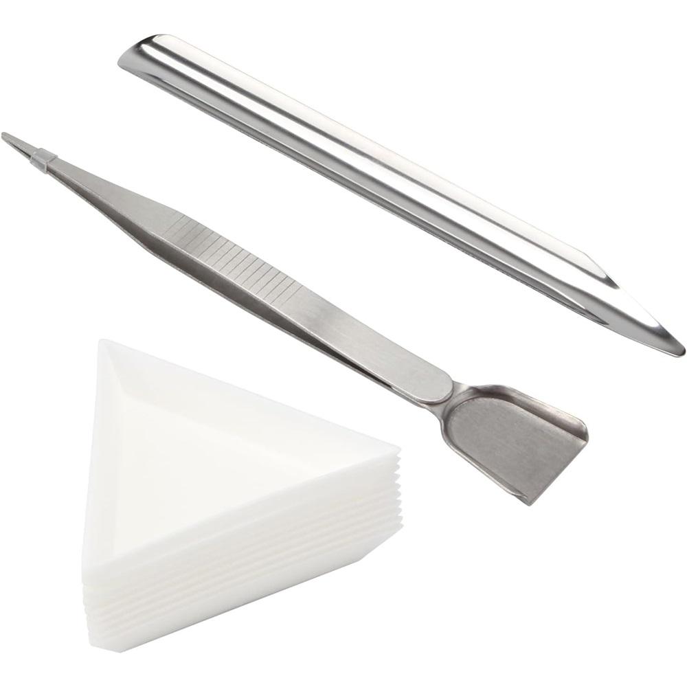 12Pcs Jewelry Bead Sorting Tools Set - Includes 10 Trays, Tweezers & Scoop Kit For Rhinestone Diamond Gemstone Organization