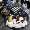 Sleeping French Bulldog Round Area Rug,Carpet Rug for Living Room Bedroom Sofa Playroom Decor,Non-slip Floor Mat