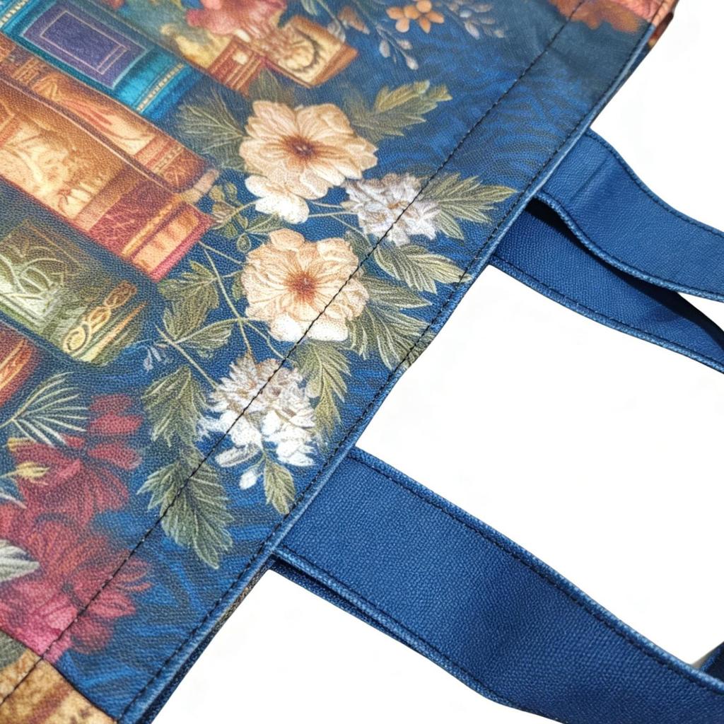 Quilted Tote Bag for Women Book Floral Design Purse Vintage Shoulder Bag for Women for Teacher Students School College Work