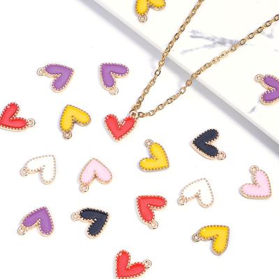 10pcs/lot Small Cute Alloy Heart Charms Colorful Enamel Charms Pendants For DIY Bracelet Necklace Jewelry Making Accessories