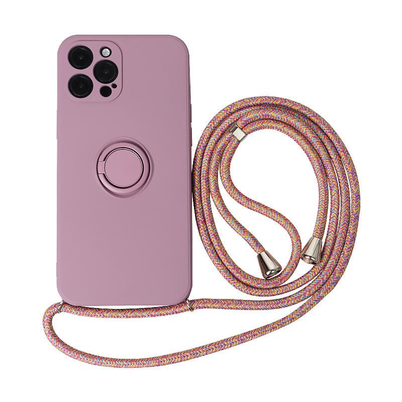 Liquid Frosted Magnetic Silicone Phone Case With Lanyard Crossbody Stand Protective Cover For Apple Iphone