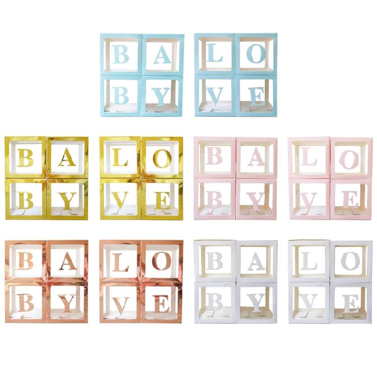 Set of 4 Baby Boxes with Letters Wedding Birthday Party Decoration Photo Props