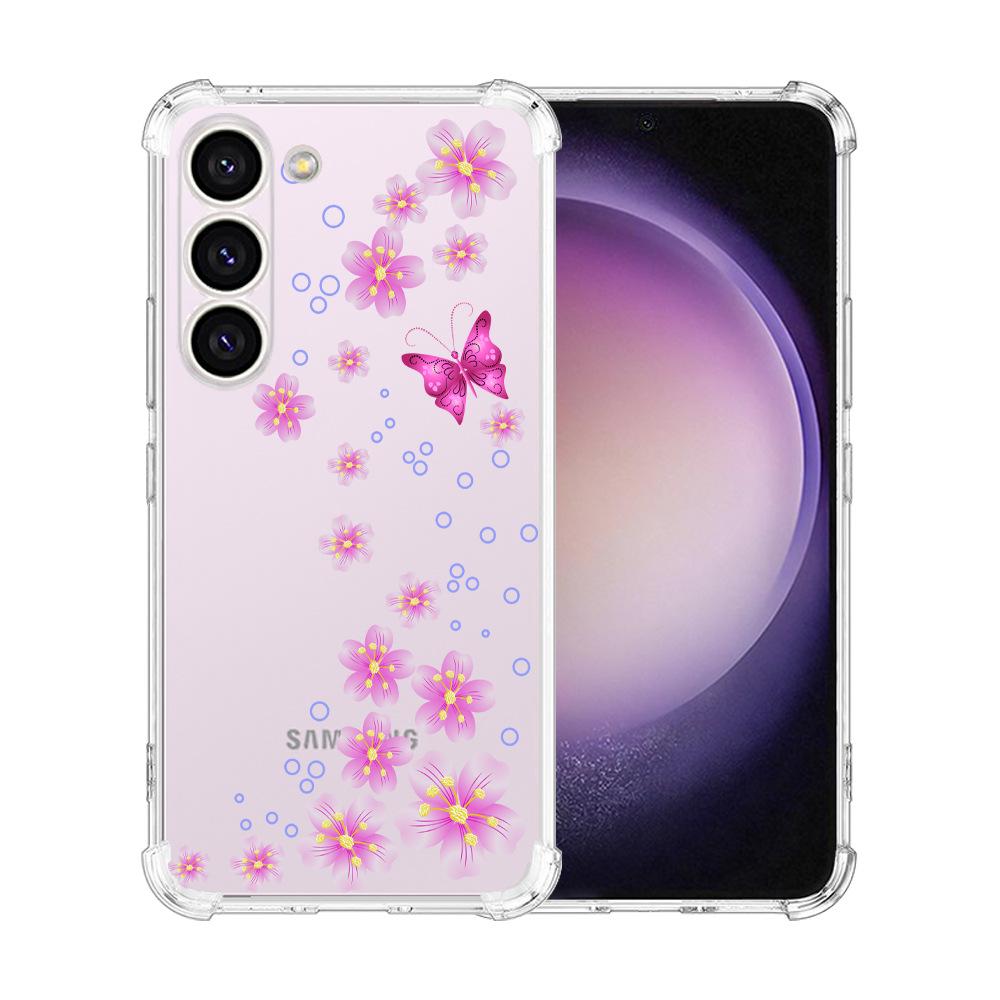 Samsung Galaxy S24 Ultra Case Airbag TPU Painted Butterfly Flowers - Perfect Fit