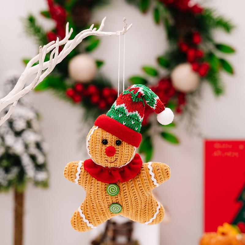 

Gingerbread Man Festive Plush Ornament For Christmas Tree Cheerful Yellow Decoration Party Gingerbread Man Female