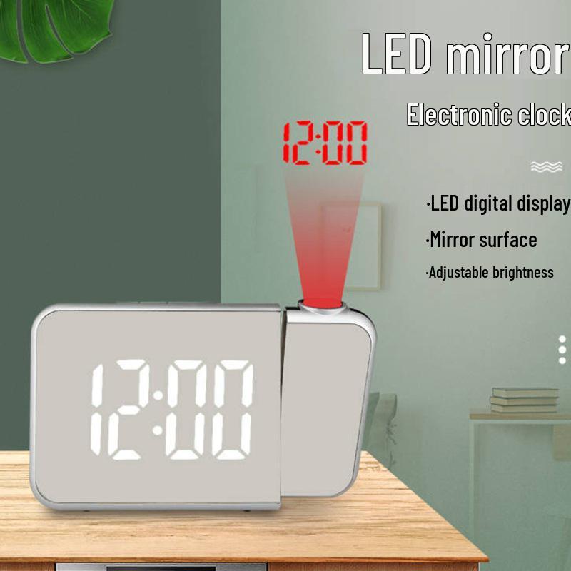 LED Mirror Projection Clock: Creative Desktop Alarm with Temperature, Date & Time Display