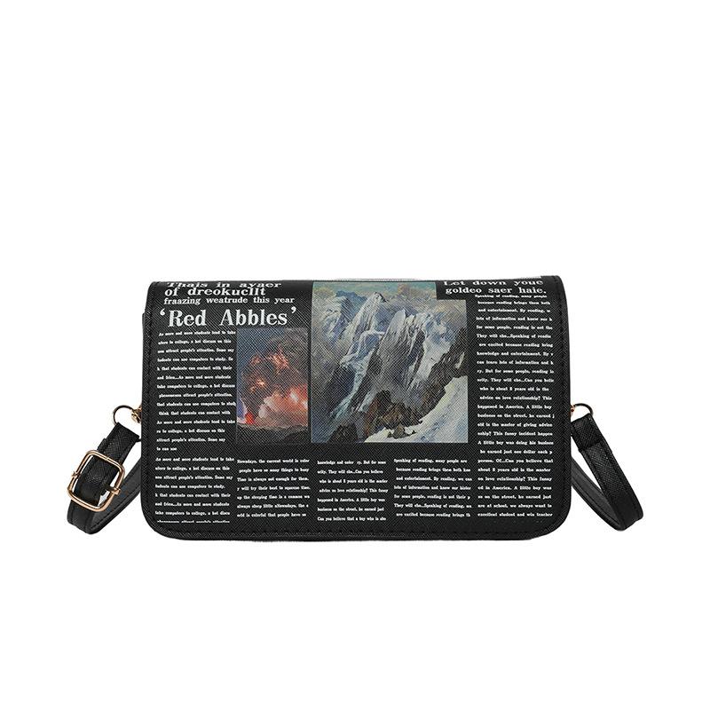 Newspaper Style 2025 New Chain Bag Women's Fashion Simple Design Trendy Versatile Shoulder Bag Crossbody Small Square Bag