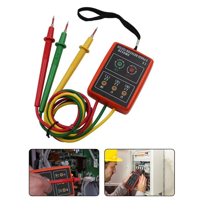 TOOL SM852B Phase Tester Current Voltage Detector Portable Three-Phase Electrical Phase Sequence Detector Phase Sequence Table