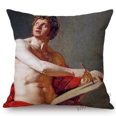 Neoclassical World Famous Oil Painting Jean Ingres Nepoleon The Source La Grande Odalisque Sofa Pillow Case Linen Cushion Cover