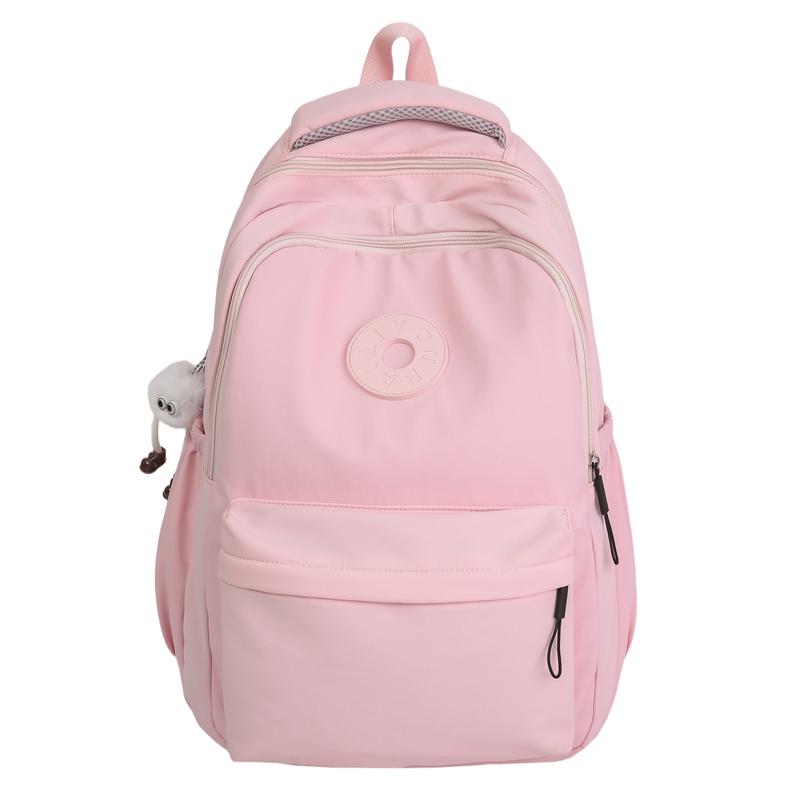 Solid Color Girl's Backpack Junior High School Students School Bag Lightweight Large Capacity Backpack