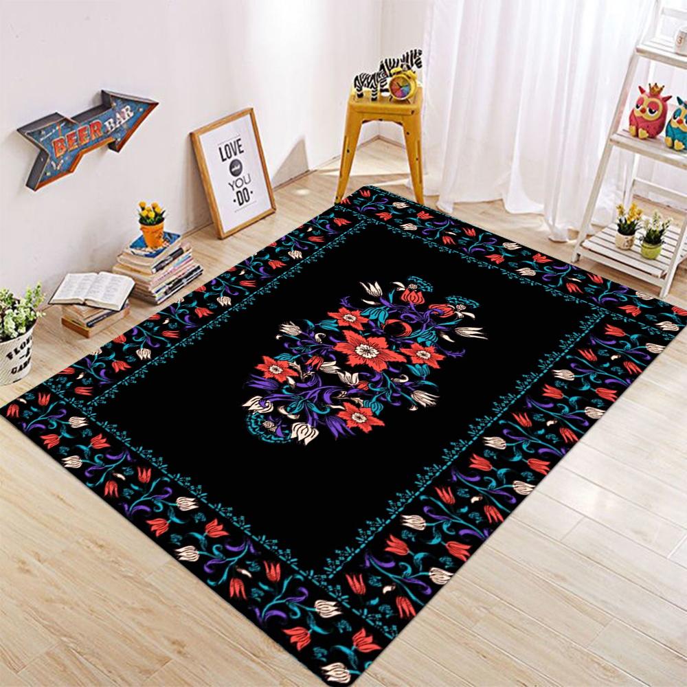 Tapis Persan Vintage pour Salon Chambre Bohème Turc Marocain Tapis Ethniques Antidérapant Mandala Géométrique Paillasson Affiche