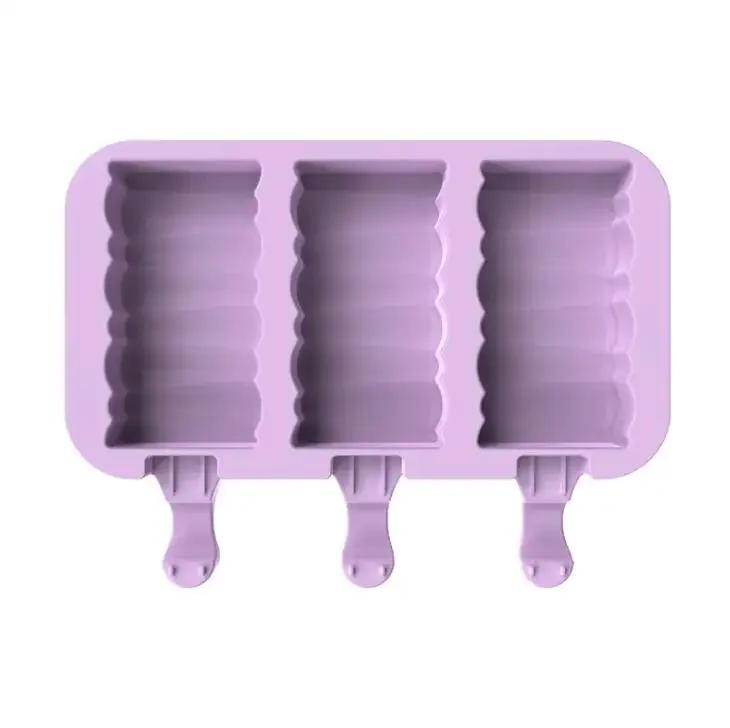 Silicone Ice Cream Mold Cartoon Shape Reusable Sicle Molds DIY Homemade Ice Lolly Mold with Lid Sticks Ice  Maker Mould