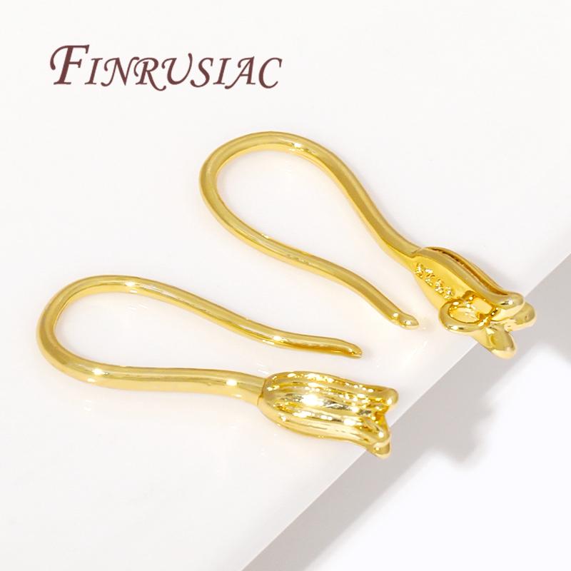 18K Gold Plated French Earring Hooks with Closed Ring Ear Settings Earwires For Jewelry Making Findings DIY Accessories