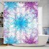 Colorful Burst Shower Curtain Modern Blue Purple Floral Design for Bathroom Decor Polyester Fabric with Metal Rings, Size 72x84'