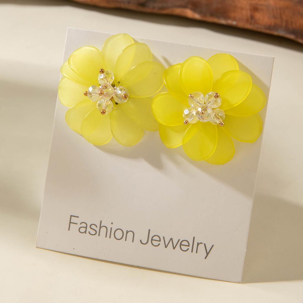 Dopamine Korean Fresh and Sweet Resin Three-dimensional Flower Earrings Earrings for Women