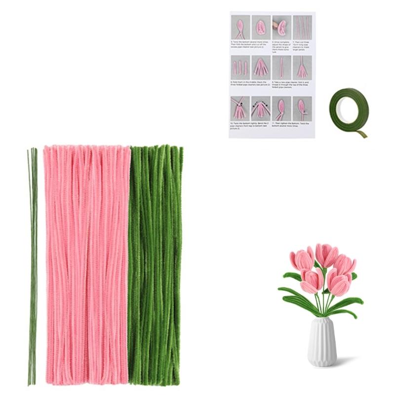 

Colorful Bendable Flower Stems Colorful Twisting Stick Handmade Tulips/Sunflowers Florals Bouquet Sewing Supplies