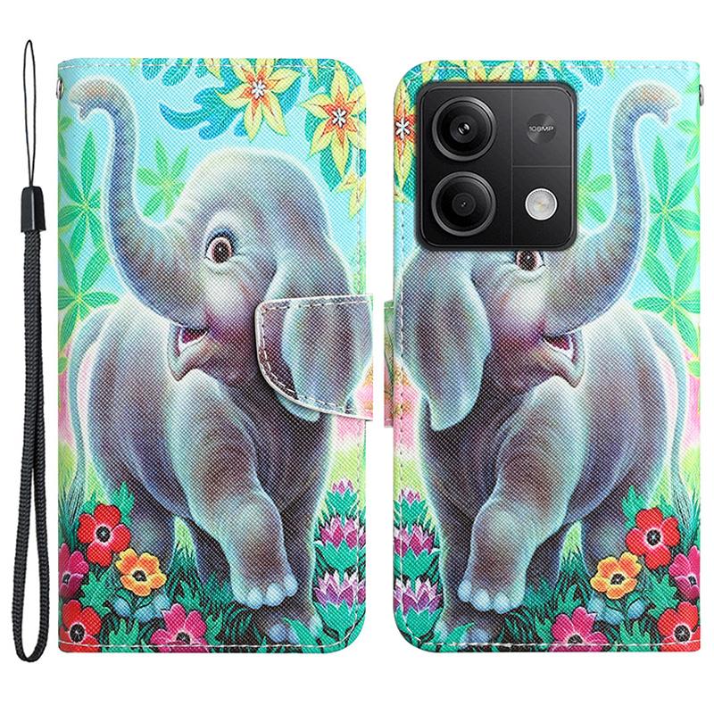 For Xiaomi Redmi Note 13 5G Case PU Leather Magnetic Clasp Pattern Printing Phone Cover