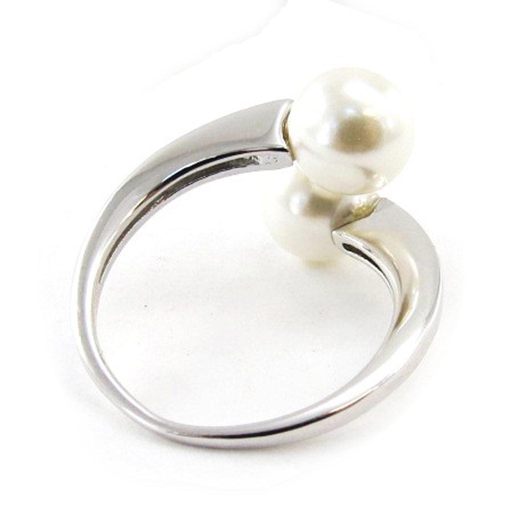 Silver Ring 'Perla' Silver Ivory White (rhodium) - 17x10 Mm