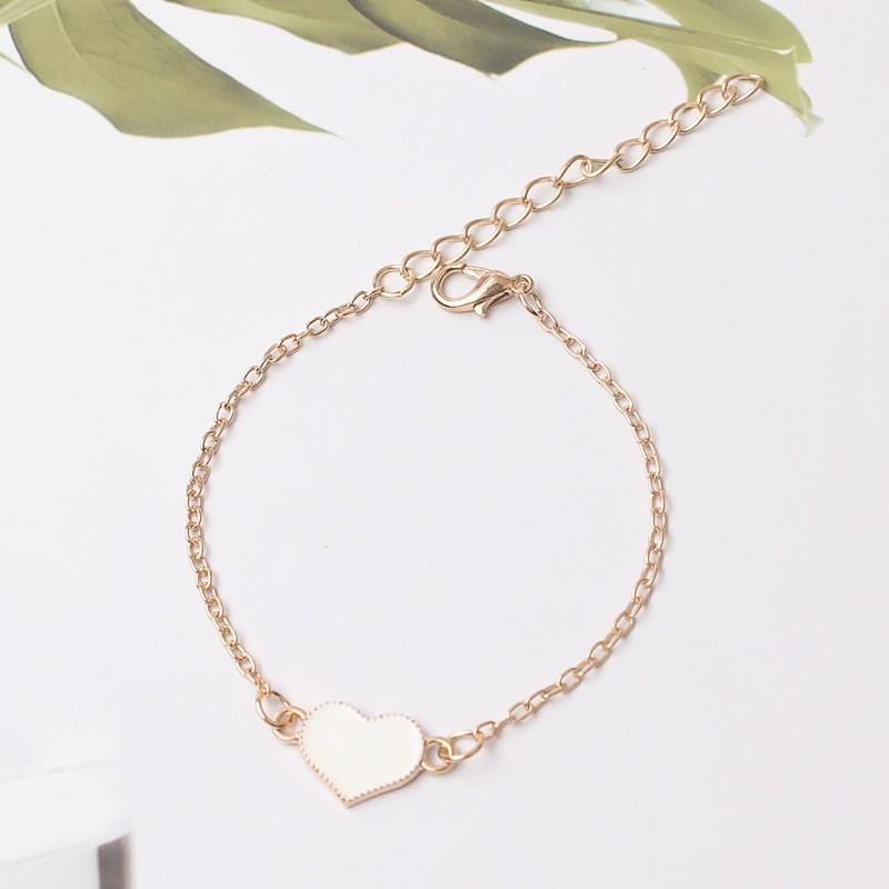 

Sweet Enamel Red Heart Pendants Bracelets for Girls Gold Color Short Chain Anklets Korean Fashion Lovely Hand Accessories