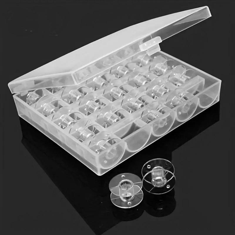 

25PCS Home Sewing Machine Bottom Thread Bobbin Set Clear Plastic Spools with Storage Box Compatible with Brother Janome Machines белый