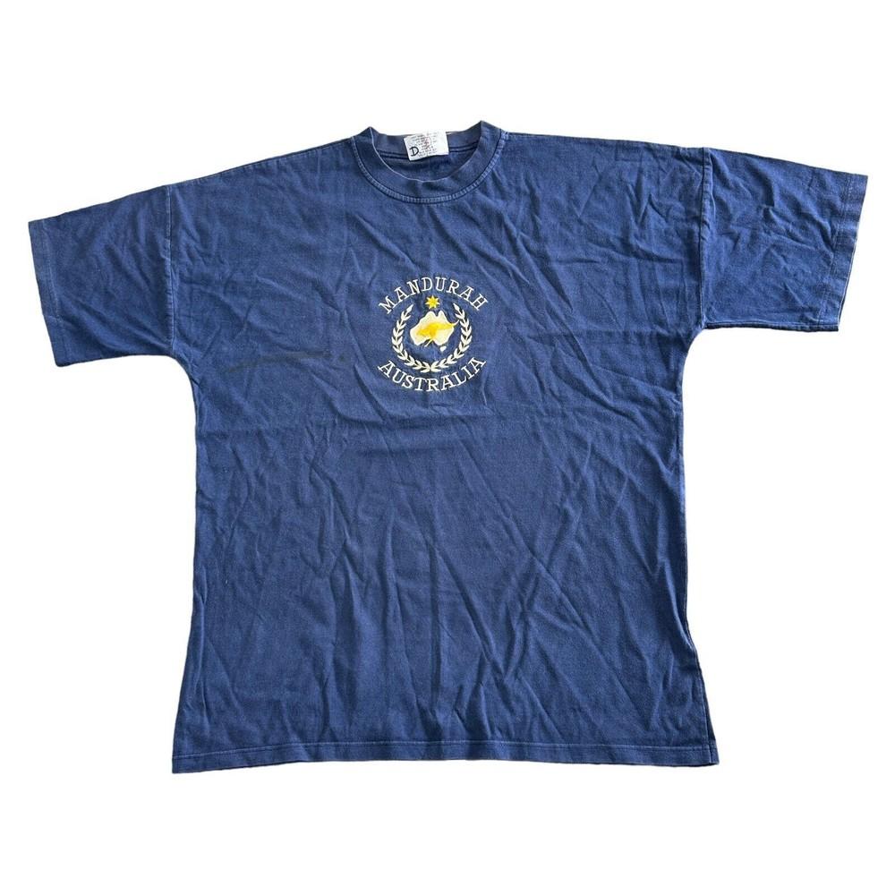 

Vintage Australian Grown T-shirt 90s Retro Embroidered Blue Mens XL