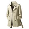 Trench da Uomo Primavera e Autunno Revers Lunghezza Media Doppiopetto Gioventù Affari Non Stiro Trench Britannico Tendenza