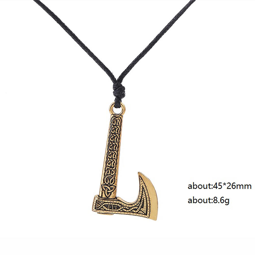Viking Axe Necklace for Men Norse Runes Compass Pendant Vintage Amulet Jewelry Male Boy Gifts