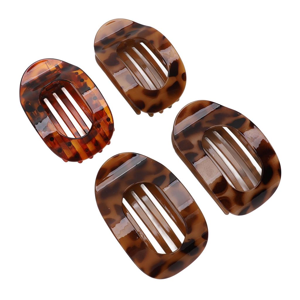 4Pcs Flat Hair Clips for Thin Thick Hair Women Girls Plastic Curved Round Lay Down Claw Clip