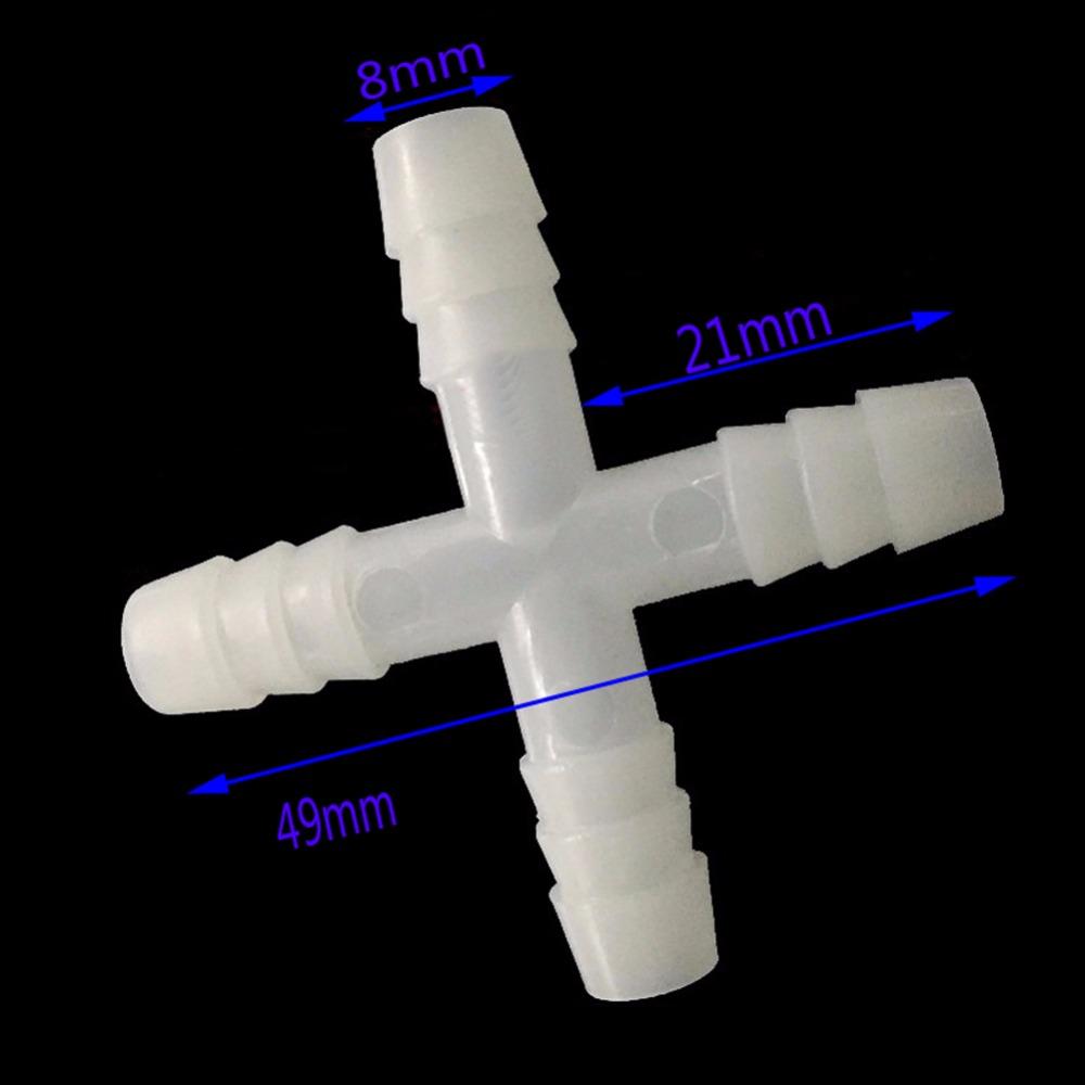 20 Stück 8mm 4-Wege-Kreuz-Barb-T-Verbinder Wasserverteiler Bewässerungsfitting für Gartenschlauch Gartenbewässerungssystem Gewächshaus
