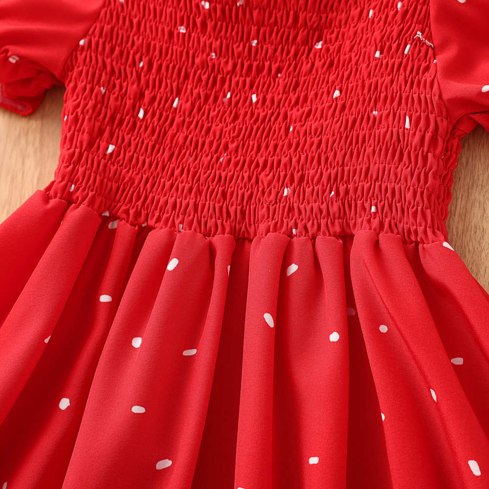 Girls' Fashionable And Caring Printed Dress For Summer, Children's Casual Dress With Bow Ties