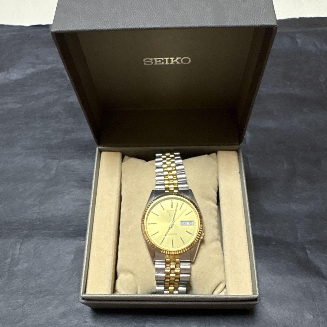 

[USED] Discontinued Rare SEIKO 5 Automatic Watch in Gold/Silver
