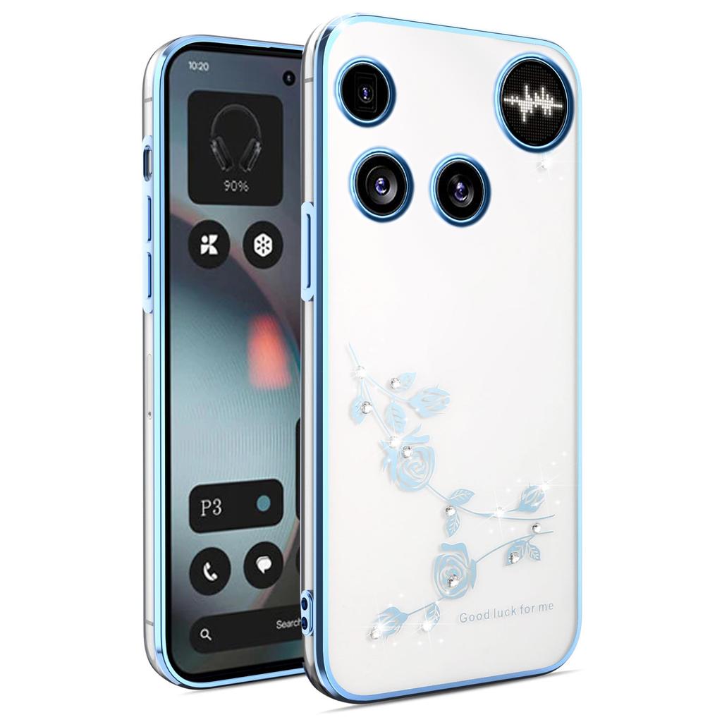 For Nothing Phone (3) 5G Case Flower Rhinestone Decor TPU Phone Cover