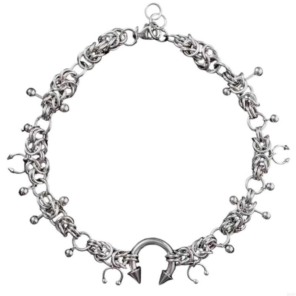 Stainless Steel Punk Choker Necklace Rivet Horseshoe Spiked Gothic Necklace  Gifts