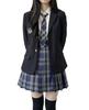 Cosplay JK High School Girl Uniform Checkered Skirt and JK High School Halloween Top and Bottom XL [QOOLY] Set Tie, Student, Costume, Set, Black,