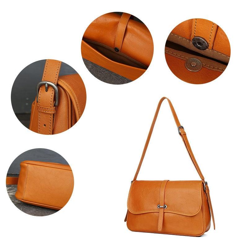 Vintage Design Genuine Leather Shoulder Bags for Women Fashion Crossbody Bag Purse Ladies Money Pack