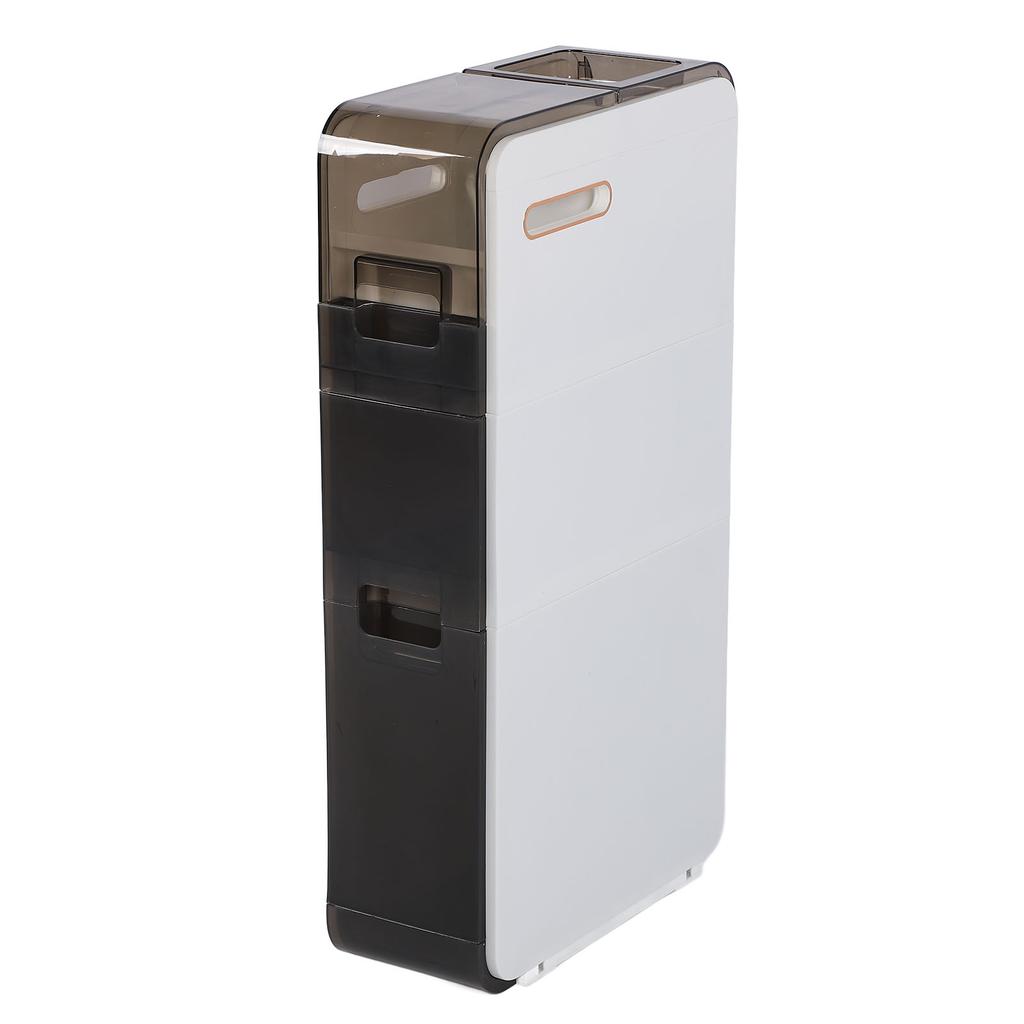 Narrow Slim Cabinet with Rolling Wheels Storage Floor Cabinet Side for Home Bathroom Living Room