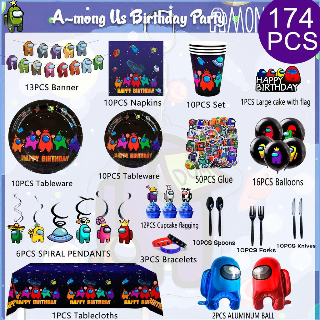 Game Birthday Party Supplies,174pcs Game Birthday Decorations for Kids,Game Themed Party Plates,Game Birthday Banner Etc Game Party Supplies