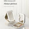 PU Leather Makeup Mirror Portable Beauty Kit Storage New LED Cosmetic Storage  Women