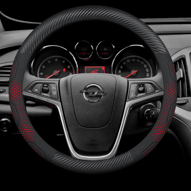 Opel OPCline ASTRA CORSA INSIGNIA MOKKA VECTRA GTC Tigra Carbon Fiber Suede Leather Car Steering Wheel Cover Auto Accessories