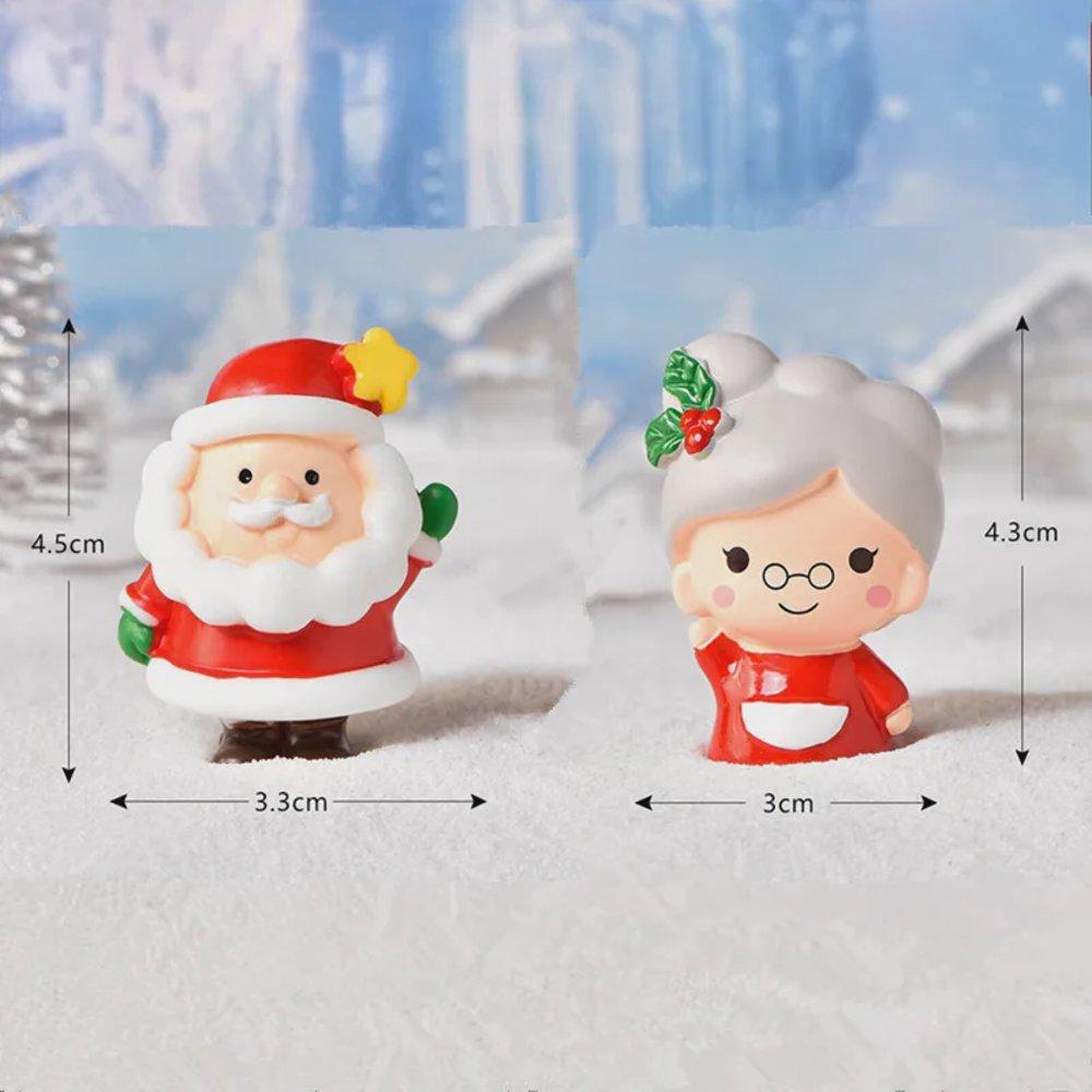 8pcs Miniature Christmas Figurine Set Christmas Decoration Fairy Snowman Santa Claus Miniature Figurines Xmas Gifts DIY Home Decor